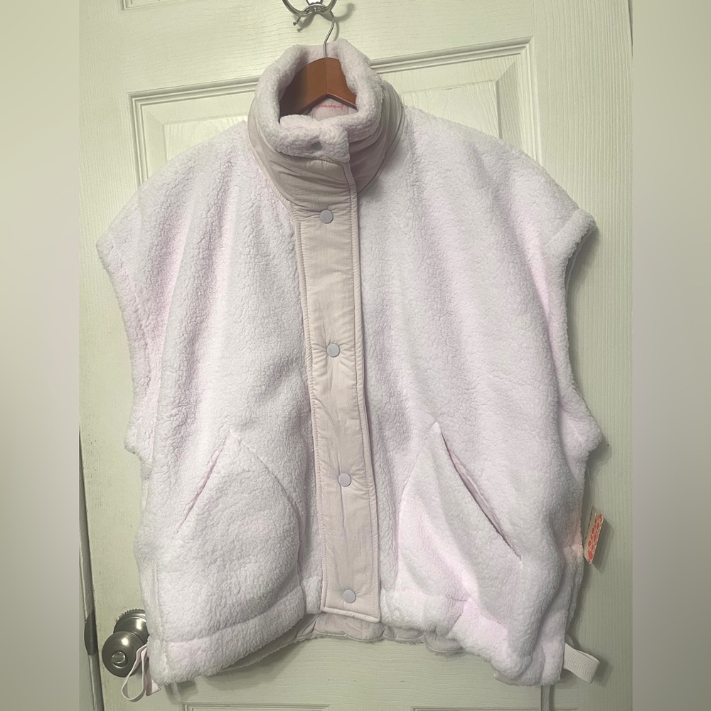 ❗️Sold❗️Free People FP MOVEMENT Scout It Out Fleece Vest Rose Wash Ovrszd S NWT - Picture 6 of 14